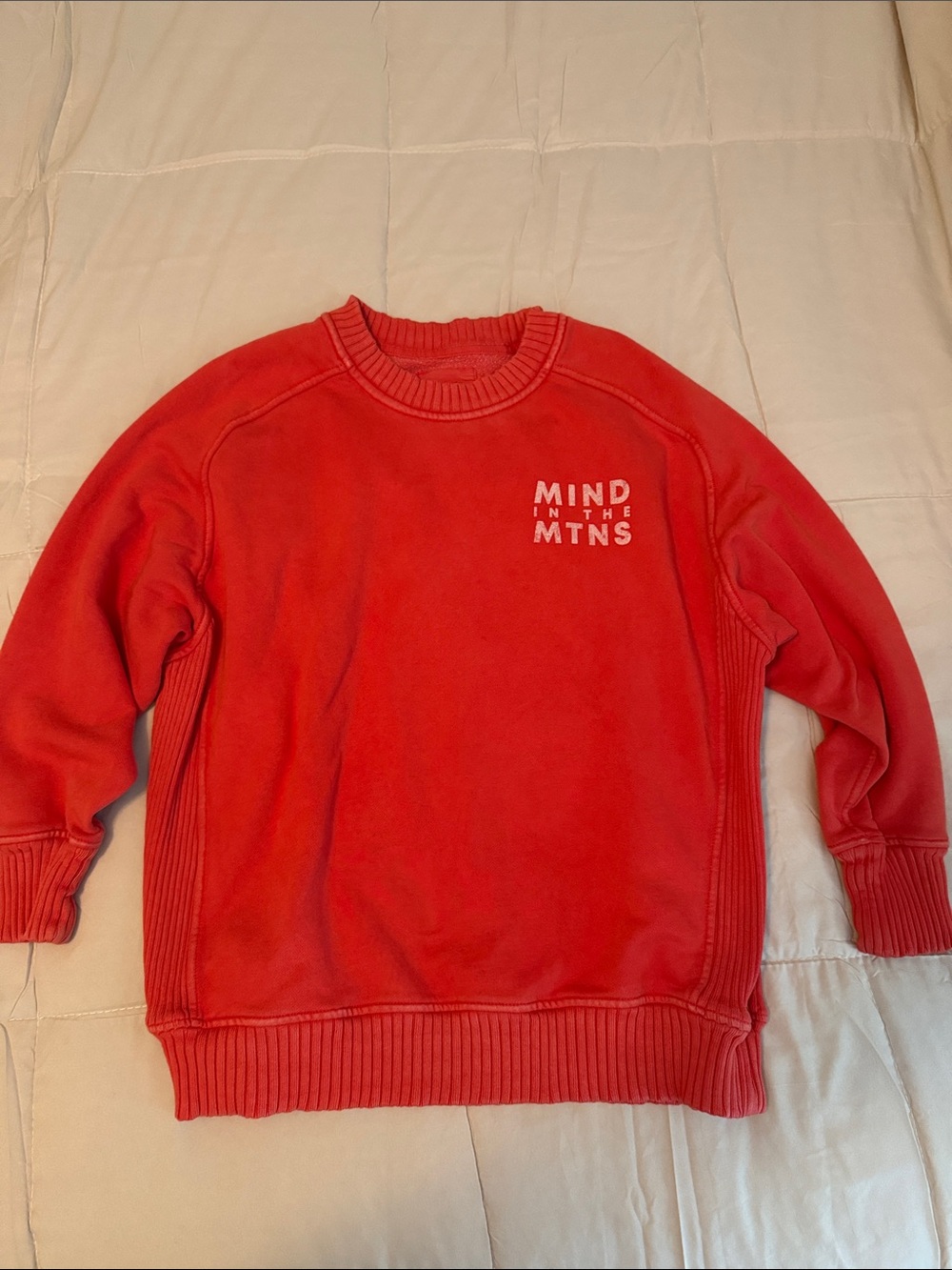 aerie Coral Crewneck Sweatshirt with 'MIND IN THE MTNS' Graphic S oversize fit